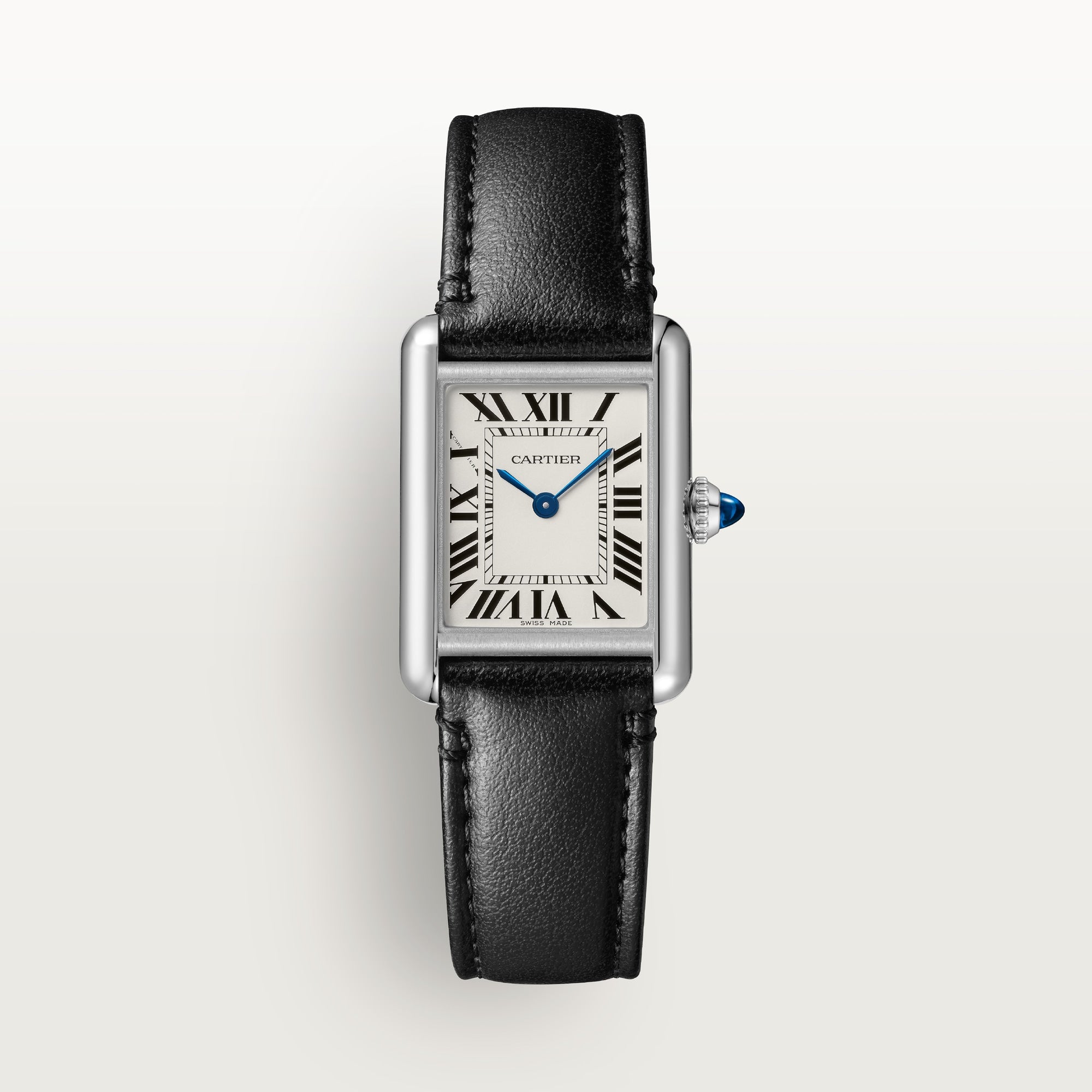 Women’s tank watch silver black leather band Women Tank Shape Watch With Genuine Leather Strap main image 2