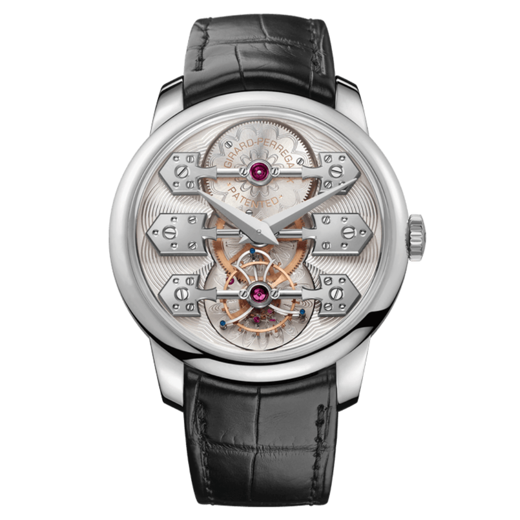 Girard-Perregaux La Esmeralda Tourbillon 44 mm Transparent Dial 18K White Gold   Leather Strap 99275-53-000-BA6E - WATCHXNYC