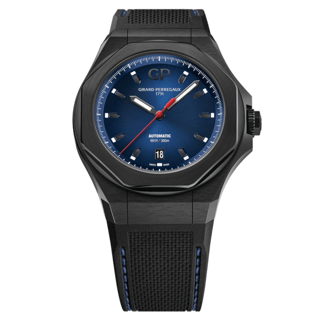 Girard-Perregaux Laureato Absolute 44 mm Blue Dial Titanium PVD Rubber Strap 81070-21-491-FH6A - WATCHXNYC