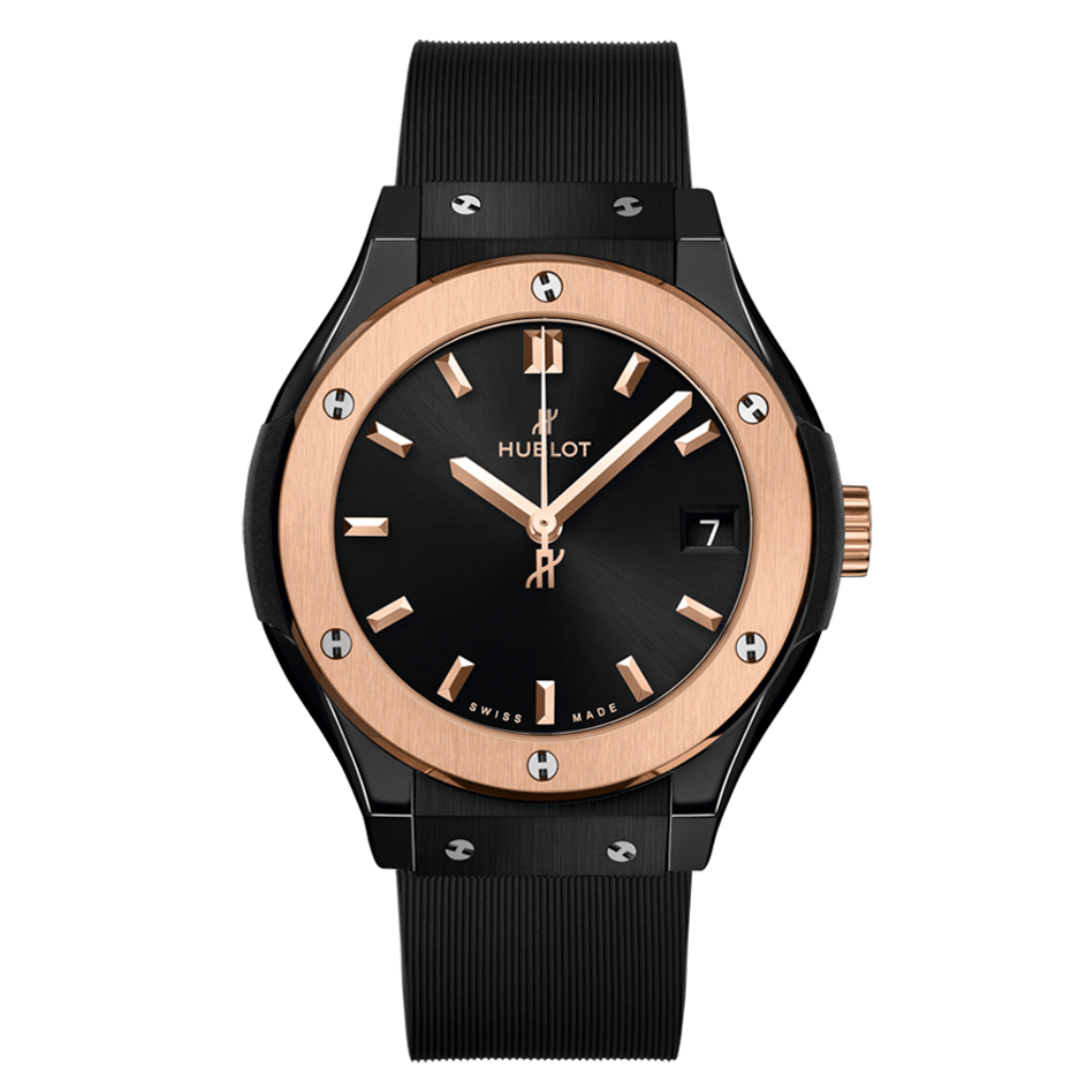 Hublot Classic Fusion Ceramic King Gold 33 mm Black Dial Polished Black Ceramic Rubber Strap 581.CO.1480.RX - WATCHXNYC