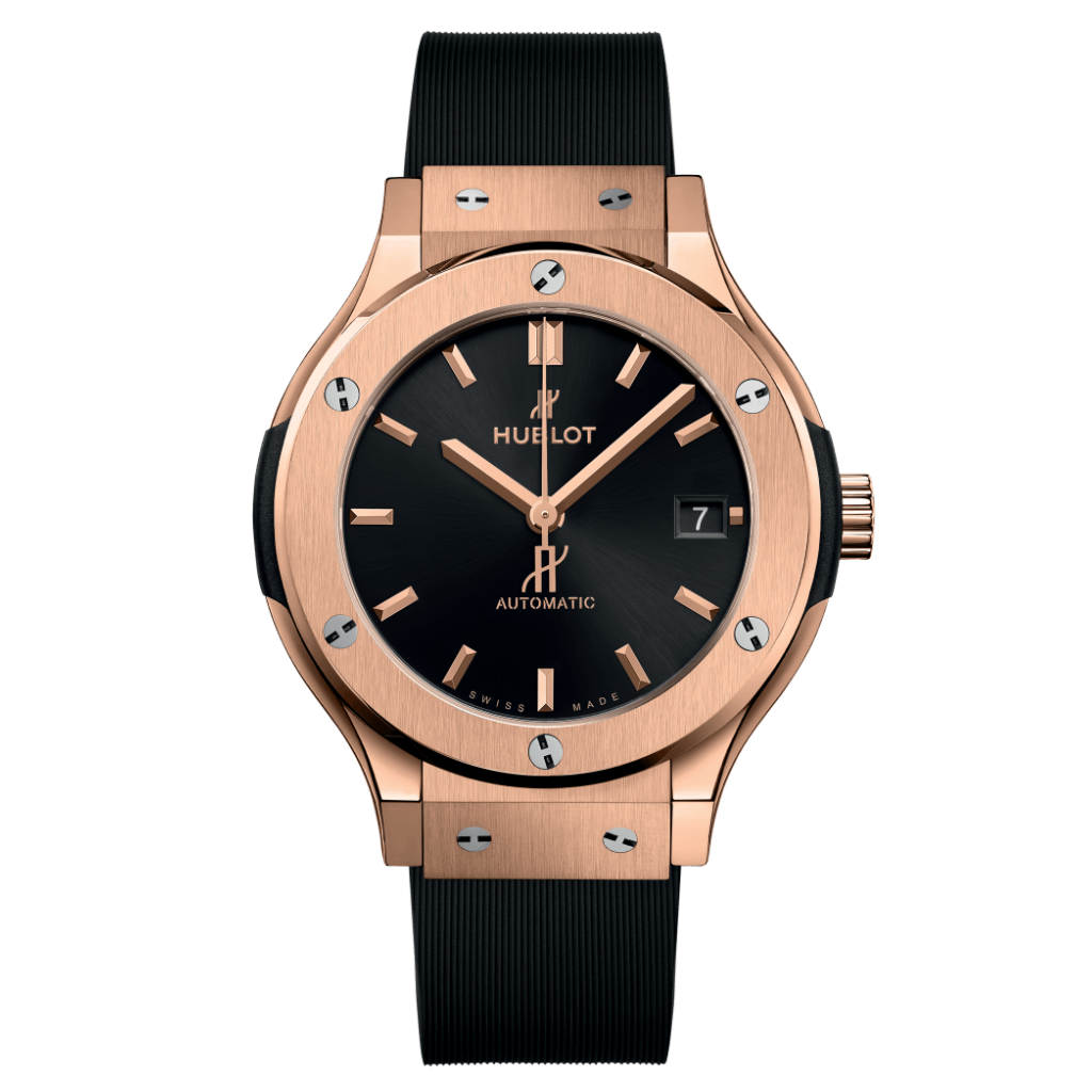 Hublot Classic Fusion King Gold 38 mm Black Dial Polished 18K King Gold Rubber Strap 565.OX.1480.RX - WATCHXNYC