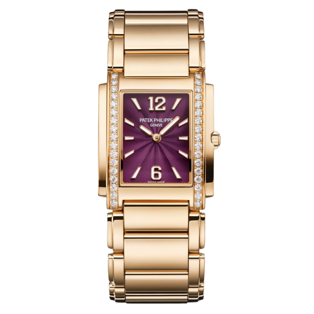 Patek Philippe  Twenty~4 25.1 x 30 mm Purple Dial with Diamonds 18k Rose Gold Bracelet 4910/1201R-010 - WATCHXNYC