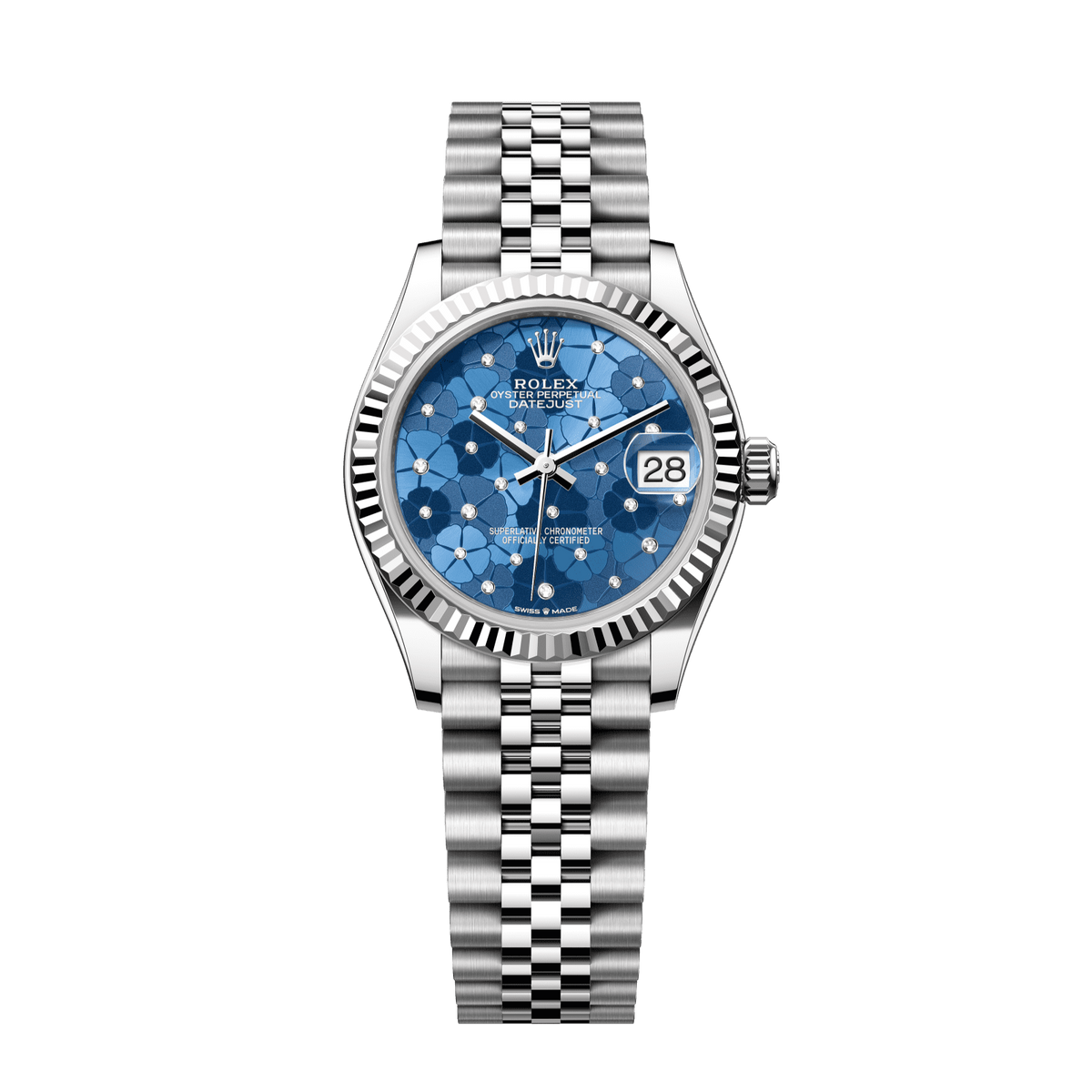Rolex Datejust 31 31 mm Azzurro Blue, Floral Motif Set With Diamonds D