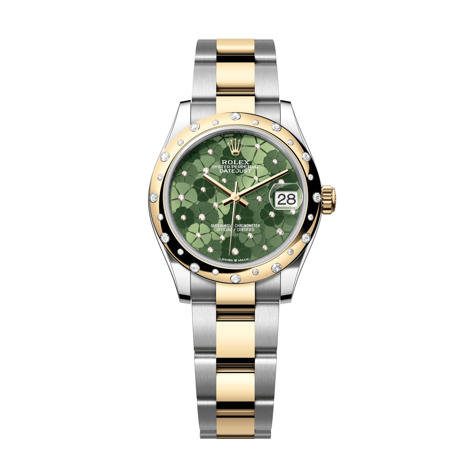 Rolex Datejust 31 mm Olive Green, Floral Motif Set With Diamonds Dial