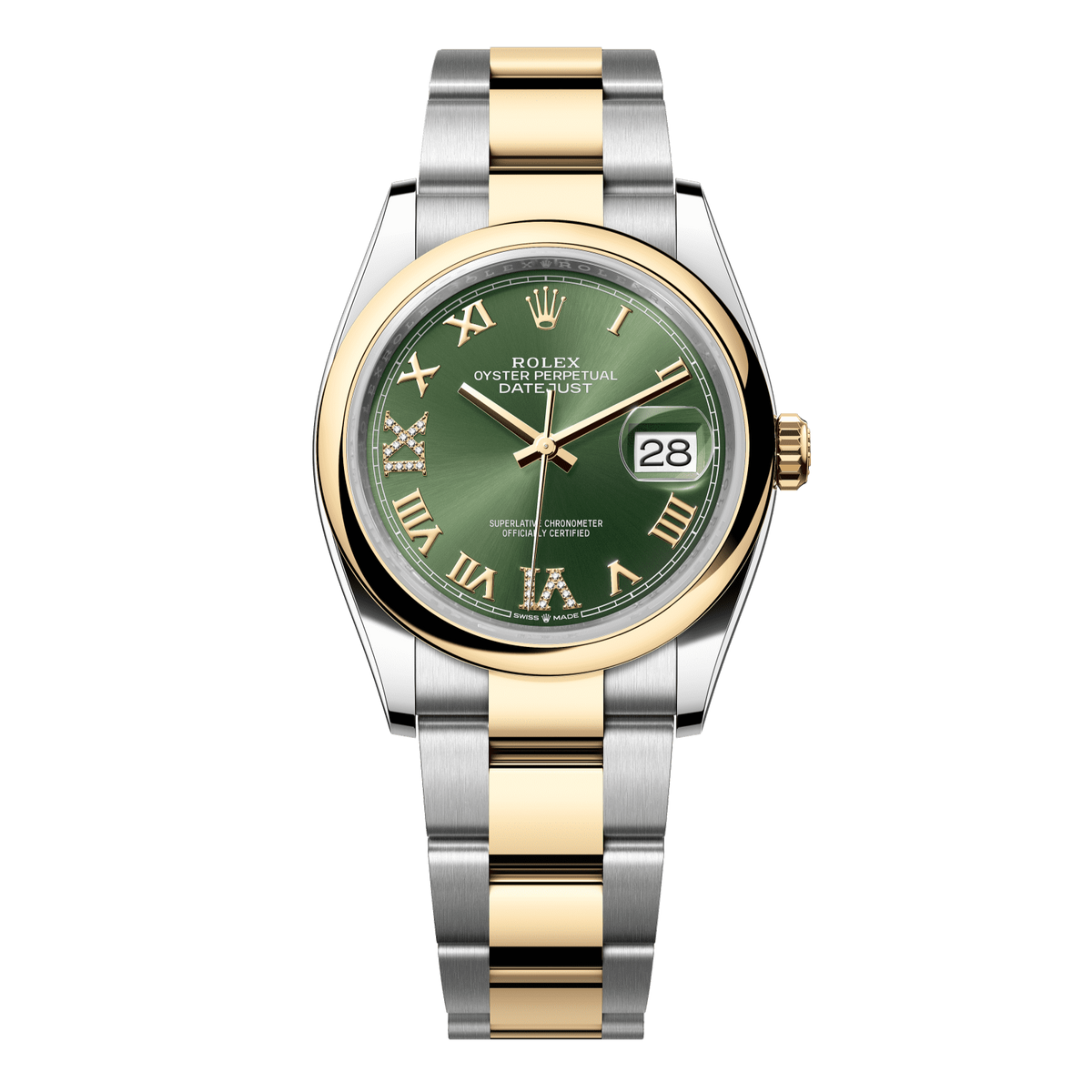 オリーブ36 Rolex Datejust 36 mm Olive Green Set With Diamonds Dial Oystersteel an