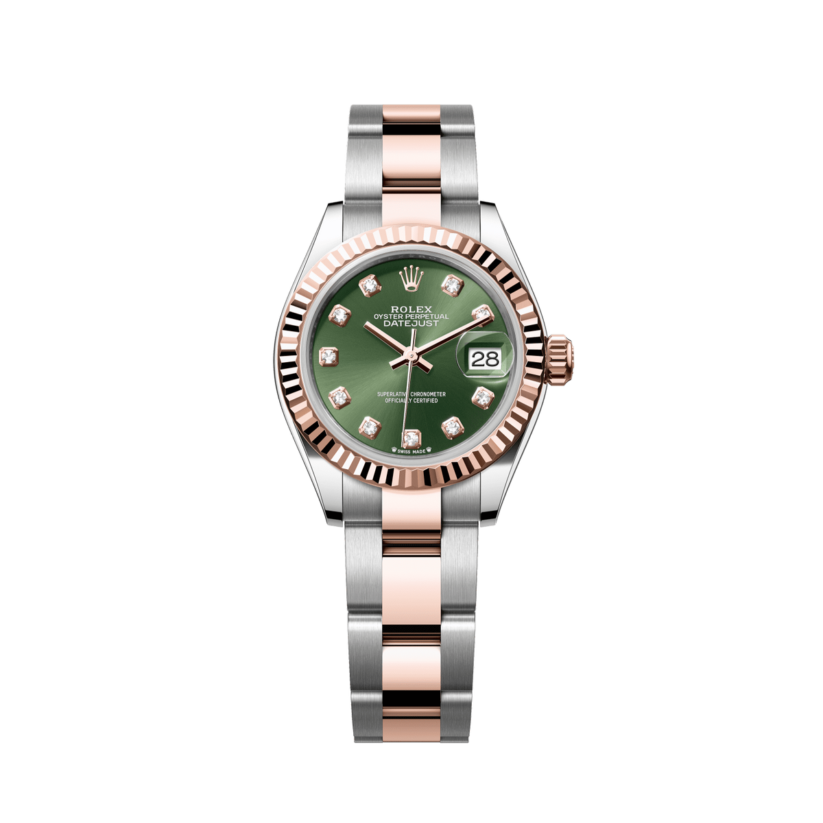 Rolex Lady-Datejust 28 mm Olive Green Set With Diamonds Dial Oysterste