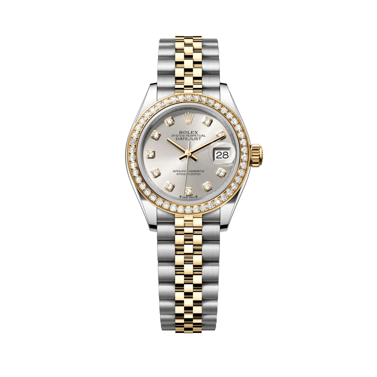 ROLEX パーツセットほか Rolex Lady-Datejust 28 mm Silver Set With Diamonds Dial
