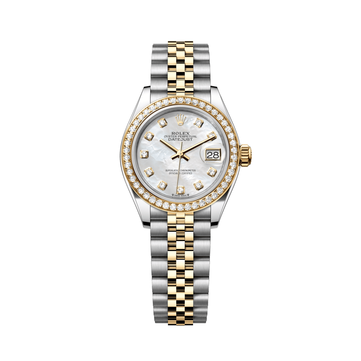 Rolex Lady-Datejust 28 mm White Mother-Of-Pearl Set With Diamonds Dial
