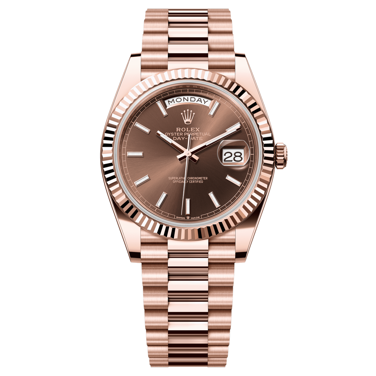 Rolex Oyster 40 mm Chocolate Dial 18 kt Everose Gold President, Semi-C