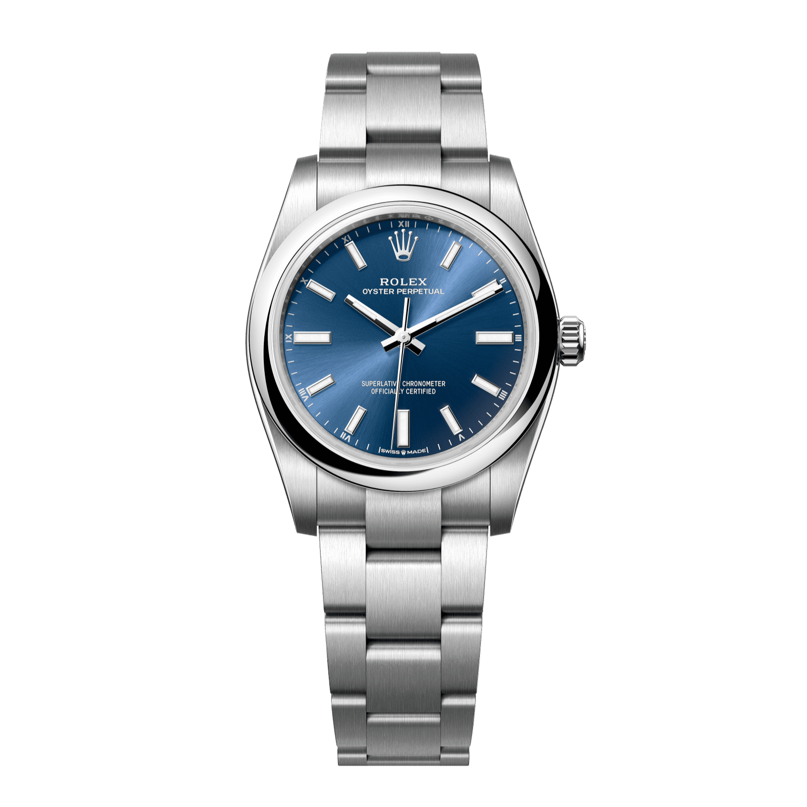 Rolex Oyster Perpetual 34 34 mm Bright Blue Dial Oystersteel Oyster Bracelet 124200-0003 - WATCHXNYC