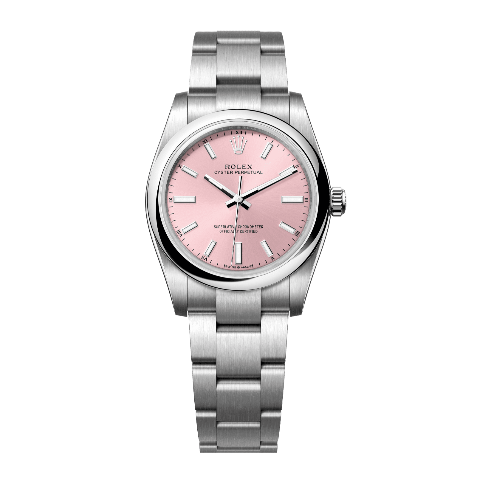 Rolex Oyster Perpetual 34 34 mm Pink Dial Oystersteel Oyster Bracelet 124200-0004 - WATCHXNYC