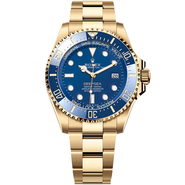 020.【Deep Blue Healing】ラピスラズリ 淡水パール ゴールド Rolex Rolex Deepsea 44 mm Esfera azul Brazalete Oyster de oro amarillo