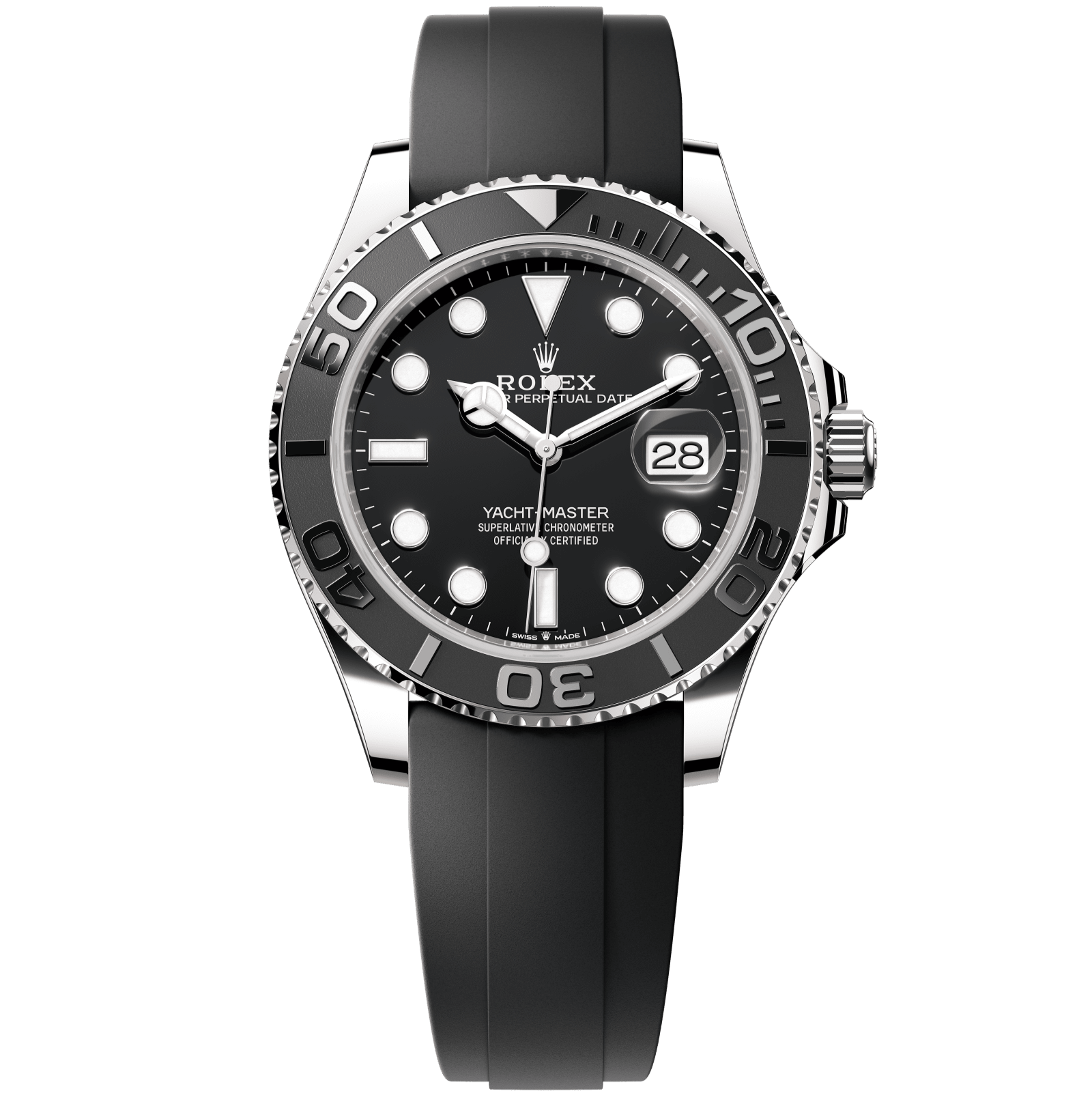 Rolex Yacht-Master 42 mm Black Dial 18 kt White Gold Oysterflex Bracel