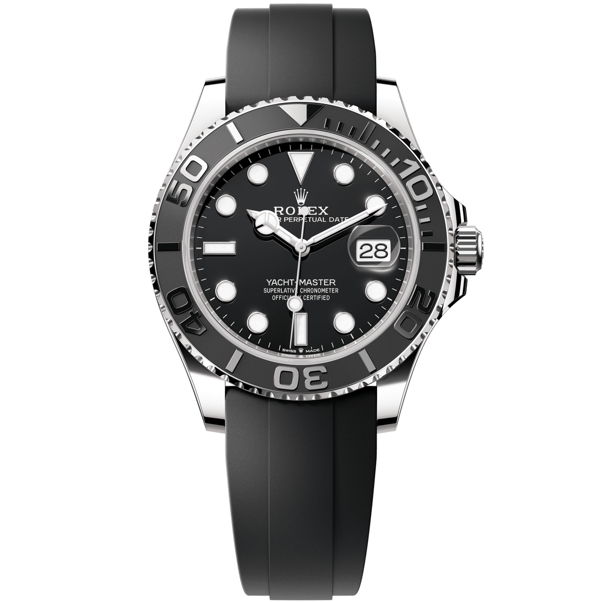 Rolex Yacht-Master 42 mm Black Dial 18 kt White Gold Oysterflex Bracel