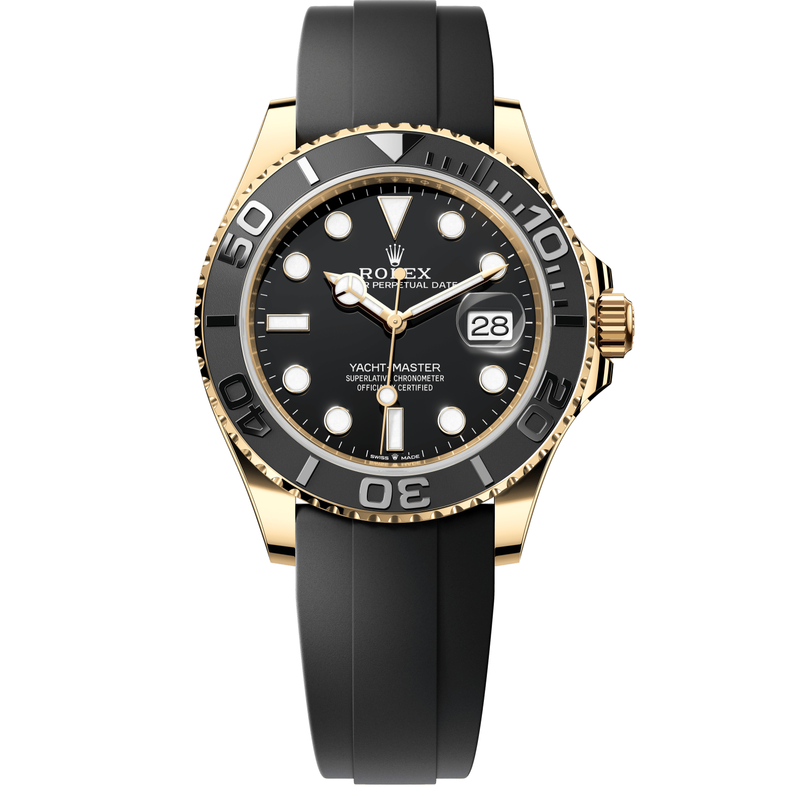 Rolex Yacht-Master 42 mm Black Dial 18 kt Yellow Gold Oysterflex Brace