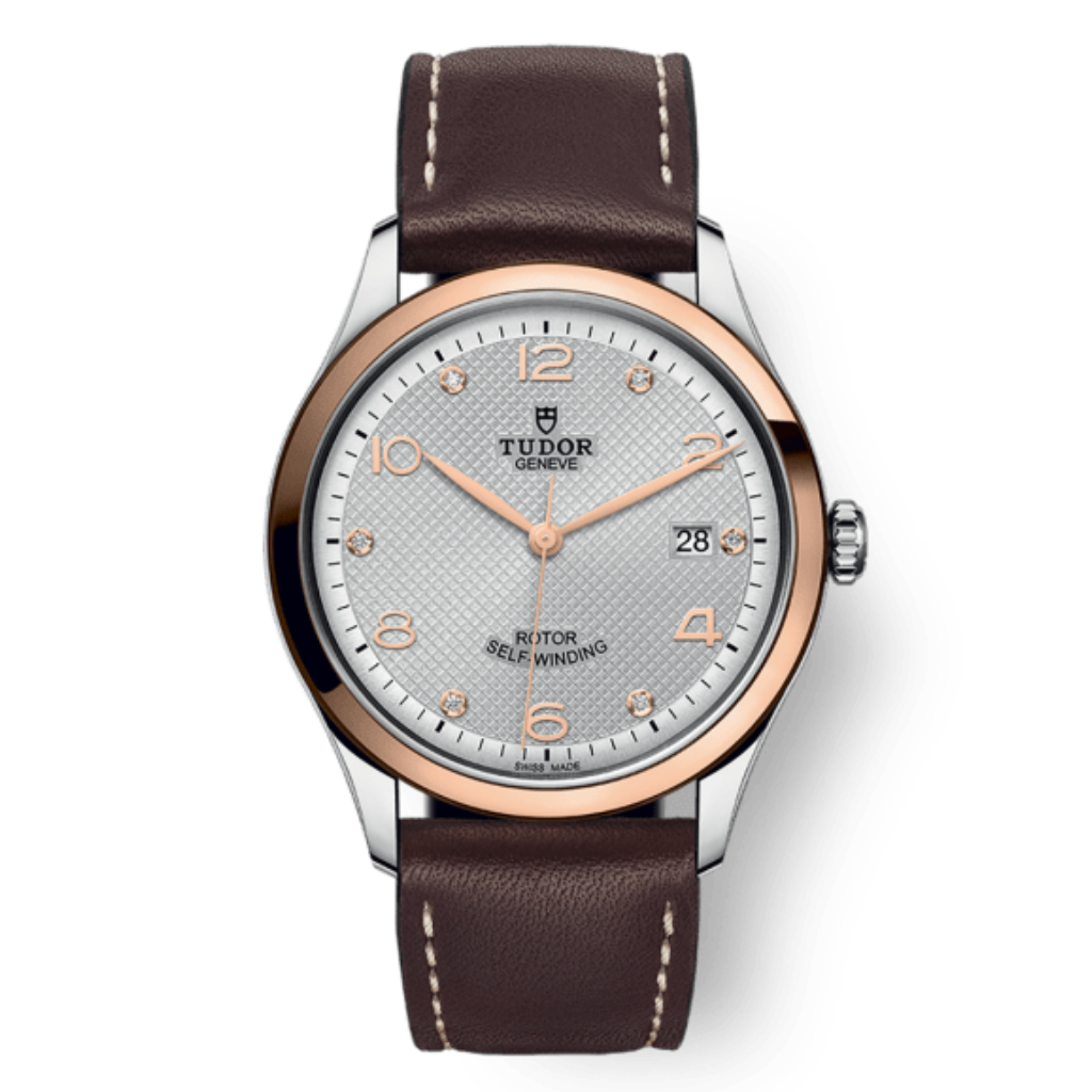 Tudor 1926 39 mm Silver Dial with Diamonds Stainless Steel Leather Strap M91551-0006 - WATCHXNYC