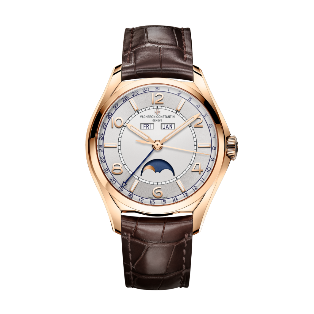 Vacheron Constantin Fiftysix complete calendar 40 mm Silver Dial 18K Pink Gold   Leather Strap 4000E/000R-B438 - WATCHXNYC