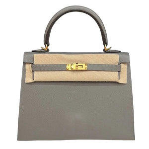 HERMES Kelly 25 Madame Gris Meyer Gold Hardware