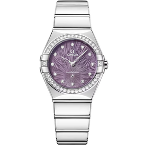 Omega Constellation Purple Dial Steel Bracelet 28 mm 131.15.28.60.60.001