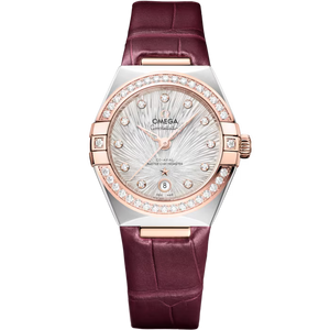 Omega Constellation Silver Dial Steel ‑ Sedna™ Gold Burgundy Alligator Leather Strap 29 mm 131.28.29.20.52.001