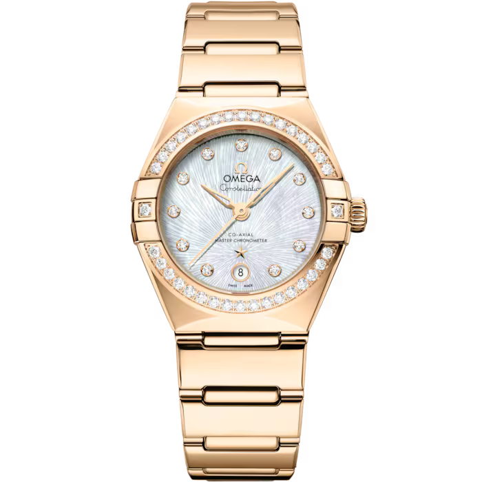 Omega Constellation White Mother-of-Pearl Dial Moonshine™ Gold Bracelet 29 mm 131.55.29.20.55.003