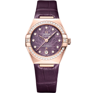 Omega Constellation Purple Dial Sedna™ Gold Purple Alligator Leather Strap 29 mm 131.58.29.20.60.002