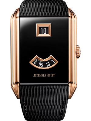 Audemars Piguet Neo Frame Jumping Hour Black Dial 18K Pink Gold Black Calfskin Strap 34mm 15245OR.OO.A206VE.01