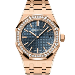 Audemars Piguet Royal Oak 37mm Blue Dial Rose Gold Diamond Bracelet 15551OR.ZZ.13560OR.02