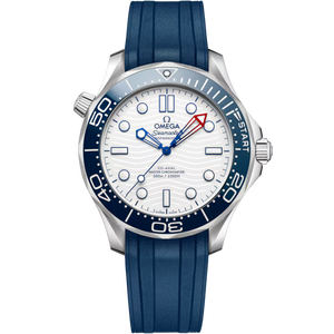 Omega Seamaster Diver 300M White Dial Steel Blue Rubber Strap 42 mm 210.32.42.20.04.002