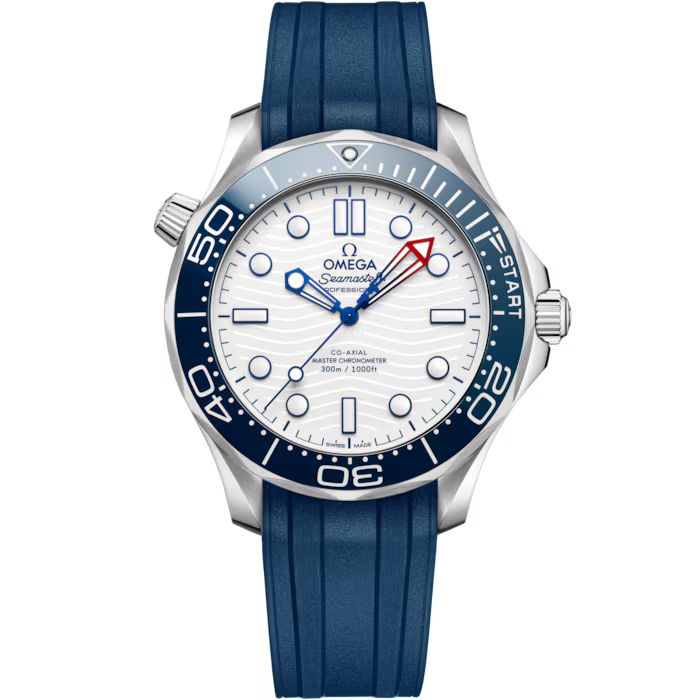 Omega Seamaster Diver 300M White Dial Steel Blue Rubber Strap 42 mm 210.32.42.20.04.002
