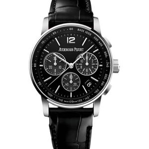 Audemars Piguet CODE 11.59 41mm Black Dial White Gold Black Leather Strap 26393BC.OO.A002CR.01