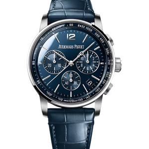Audemars Piguet CODE 11.59 41mm Blue Dial White Gold Blue Leather Strap 26393BC.OO.A321CR.01