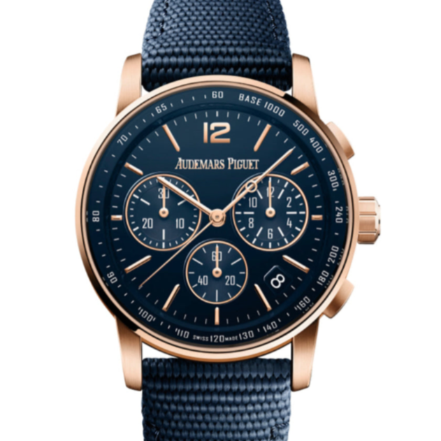 Audemars Piguet Code 11.59 41mm Lacquered Blue Dial Rose Gold Blue Strap 26393OR.OO.A027KB.01 - WATCHXNYC