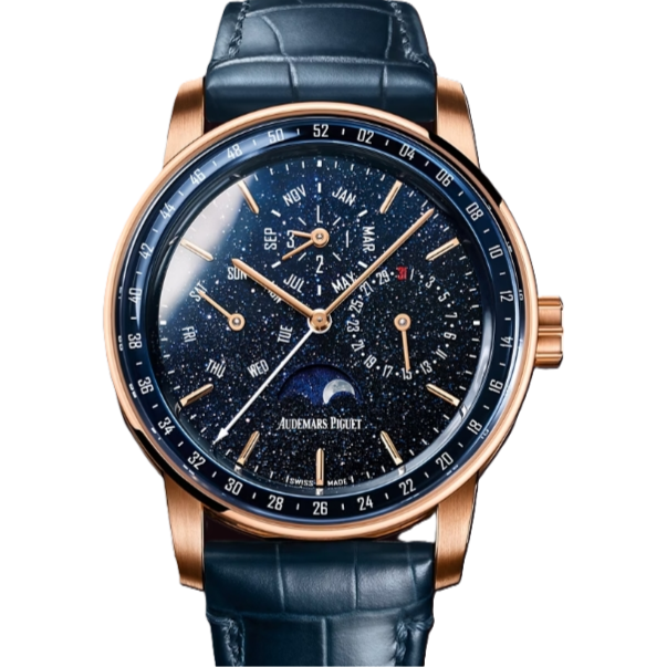 Audemars Piguet Code 11.59 41mm Blue Aventurine Dial Rose Gold Leather Strap 26394OR.OO.D321CR.01 - WATCHXNYC