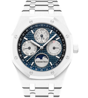 Audemars Piguet Royal Oak Perpetual Calendar 41mm Blue Grey Dial White Ceramic Bracelet 26579CB.OO.1225CB.01