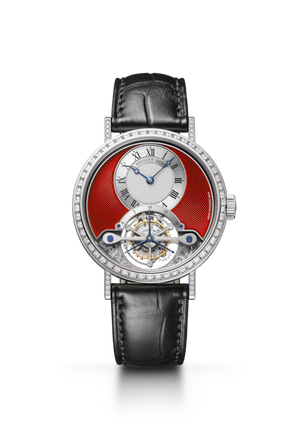 Breguet Classique Tourbillon 3358 Red Dial 18K White Gold Black Alligator Leather Strap 35 mm 3358BB/2P/986 DD0D