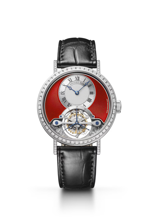 Breguet Classique Tourbillon 3358 Red Dial 18K White Gold Black Alligator Leather Strap 35 mm 3358BB/2P/986 DD0D