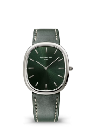 Patek Philippe Golden Ellipse Olive Dial White Gold Leather Strap 31.1mm 3738/100G-014