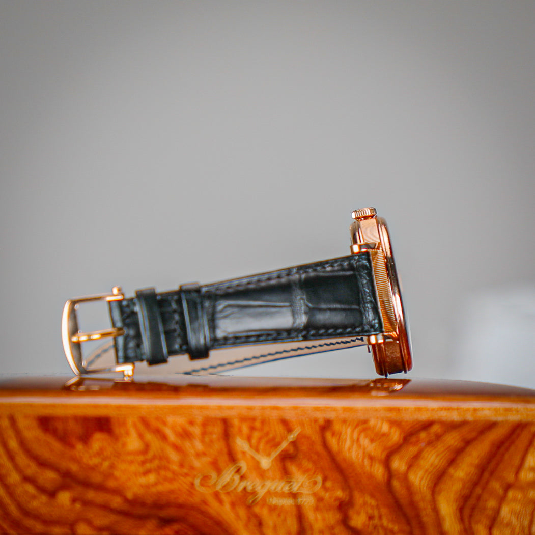 Breguet Tradition 40 mm Black Dial 18k Rose Gold Black Leather Strap 7057BR/G9/9W6 - WATCHXNYC