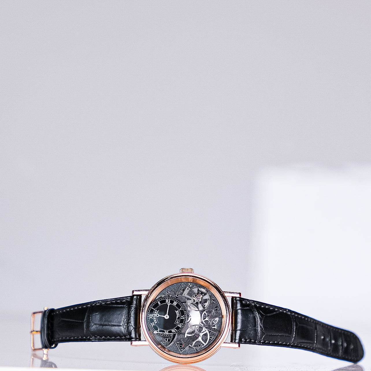 Breguet Tradition 40 mm Black Dial 18k Rose Gold Black Leather Strap 7057BR/G9/9W6 - WATCHXNYC