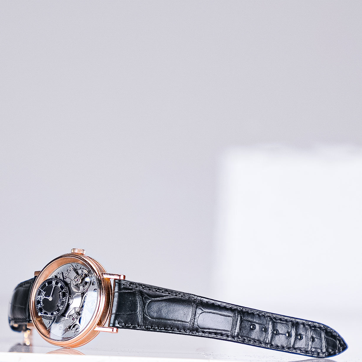 Breguet Tradition 40 mm Black Dial 18k Rose Gold Black Leather Strap 7057BR/G9/9W6 - WATCHXNYC