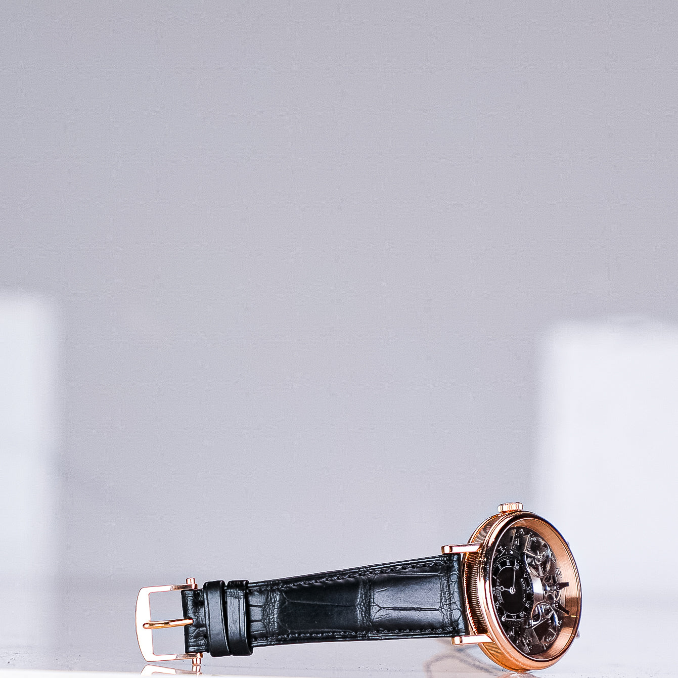 Breguet Tradition 40 mm Black Dial 18k Rose Gold Black Leather Strap 7057BR/G9/9W6 - WATCHXNYC