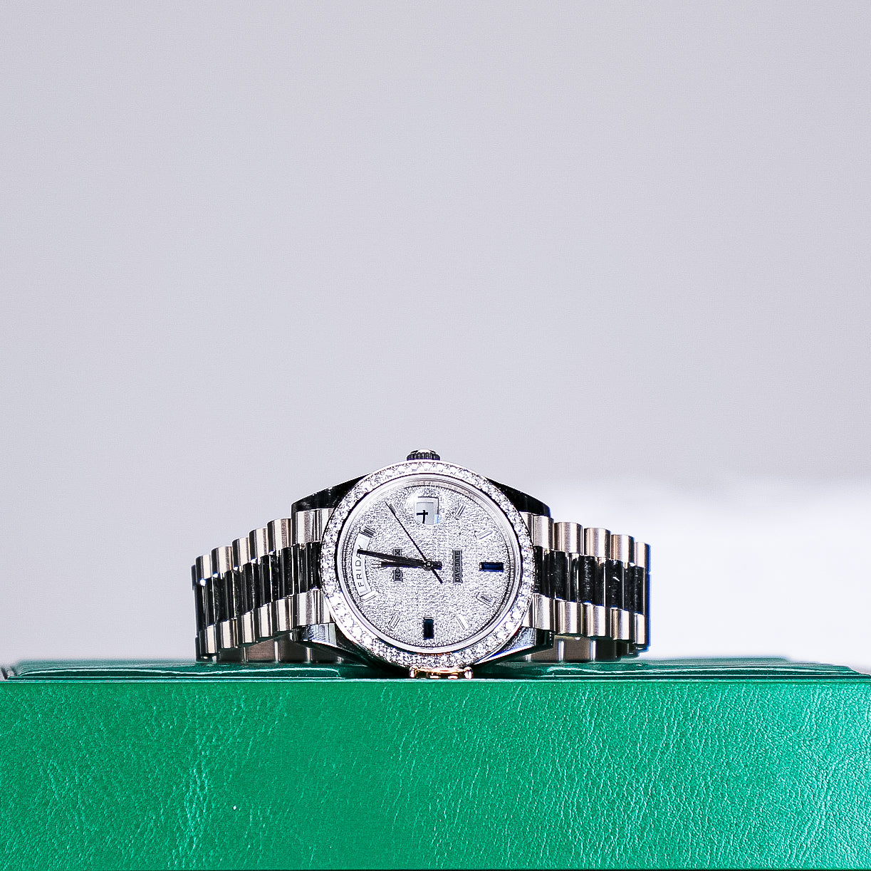 Rolex Day-Date 40 40 mm Paved With Diamonds And Sapphires Dial Platinum President Bracelet 228396tbr-0021 - WATCHXNYC