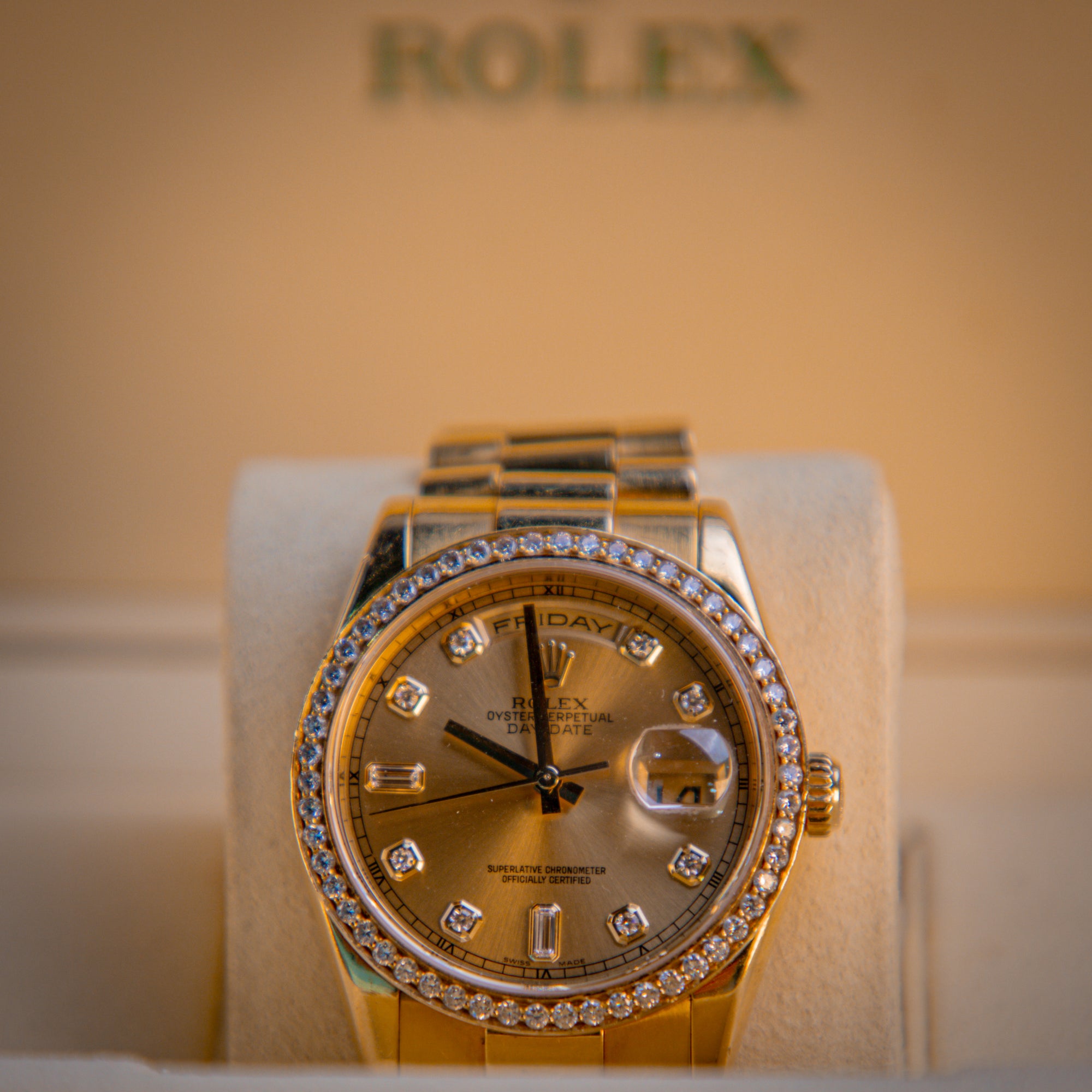 Rolex Day-Date 36 36 mm Champagne-Colour Dial 18k Yellow Gold President Bracelet 128238-0045