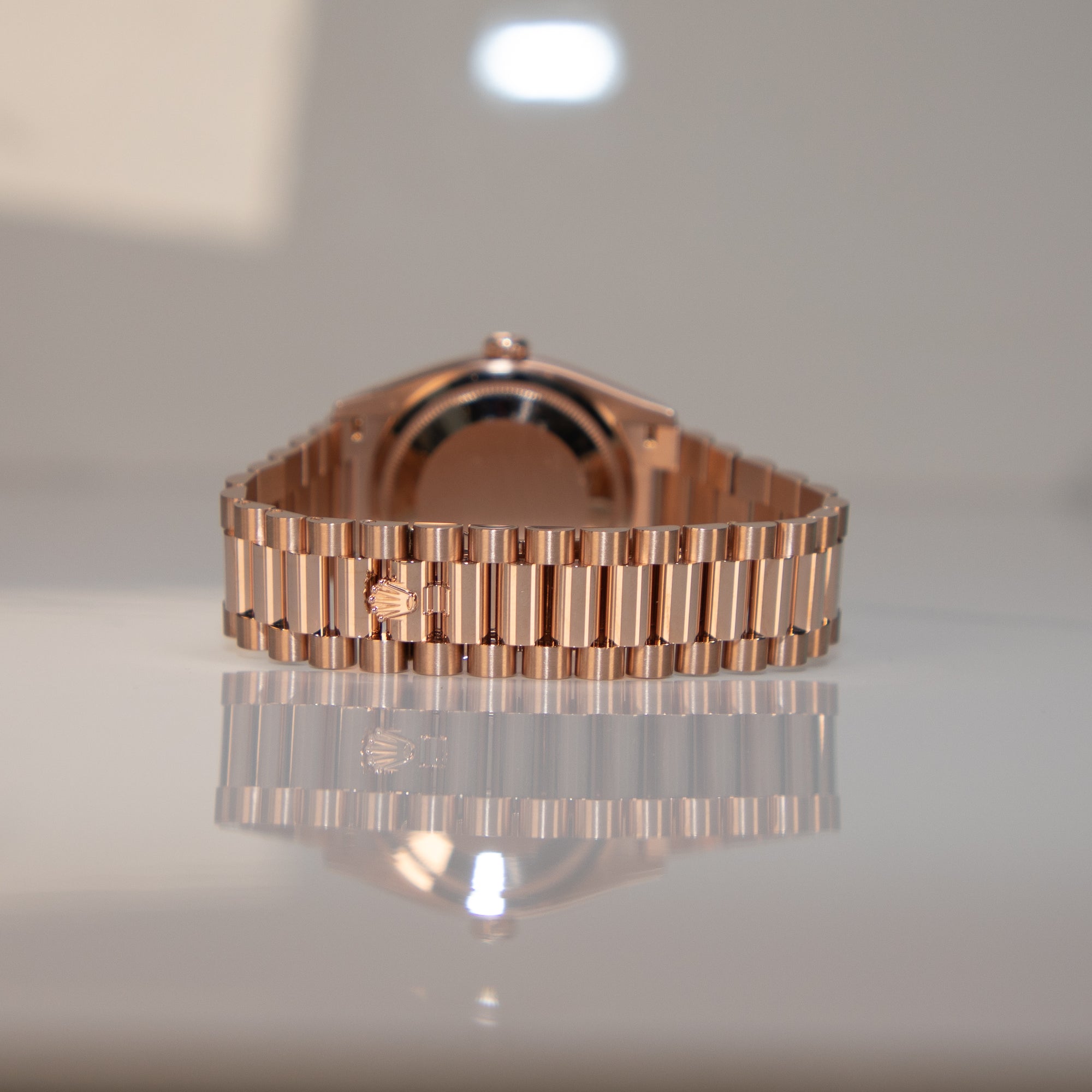 Rolex Day-Date 36 36 mm Green Aventurine Set With Diamonds Dial 18 kt Everose Gold President Bracelet 128235-0068