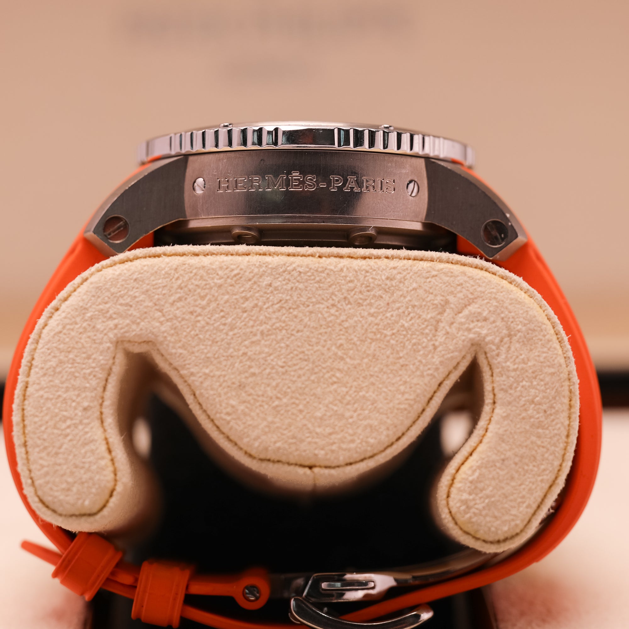 Hermes Clipper Diver Chronograph Grey Automatic Winding 42mm Orange Rubber Bracelet CP.2941 - WATCHXNYC