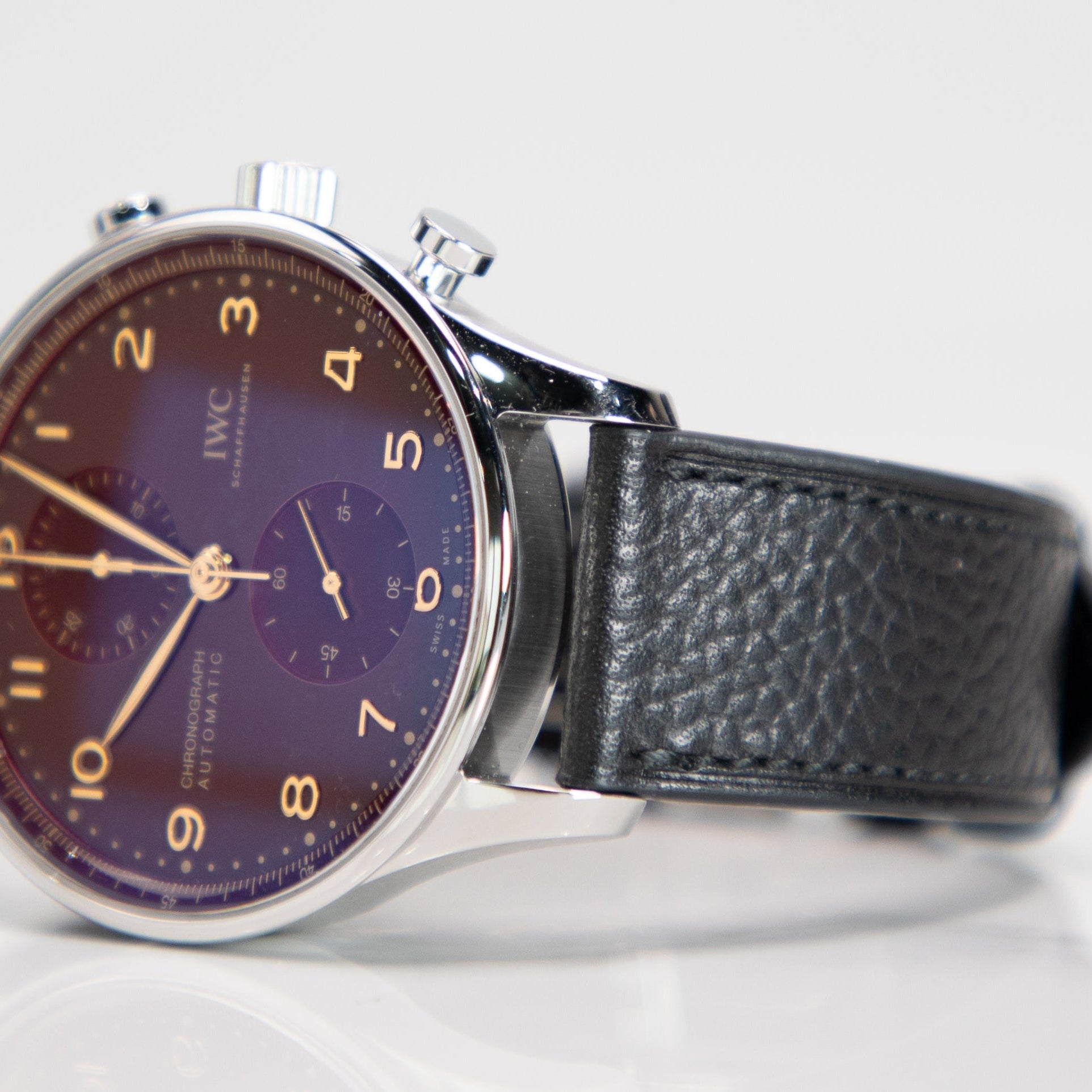 IWC Schaffhausen Portugieser Chronograph Year of the Dragon 41 mm Red Dial Stainless Steel Black   Strap IW371629 - WATCHXNYC