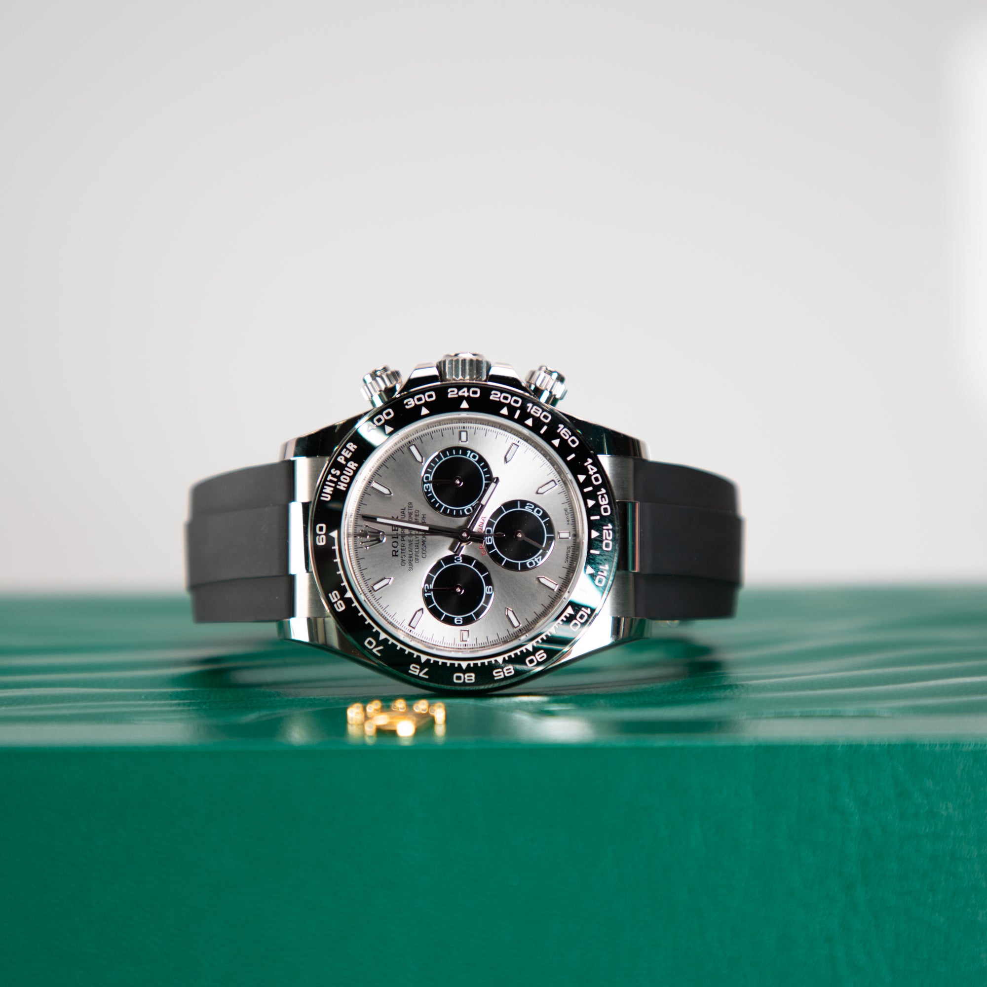 Rolex Cosmograph Daytona 40 mm Steel and Bright Black  Dial 18 kt White Gold Oysterflex Bracelet 126519ln-0006