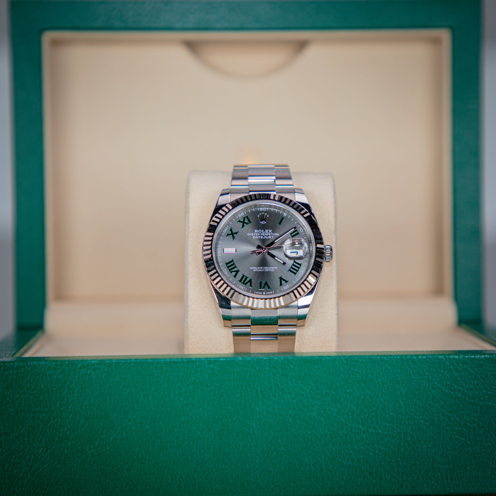 Rolex Datejust 41 mm Wimbledon Slate Dial Oystersteel and White Gold Oyster Bracelet 126334-0021 - WATCHXNYC