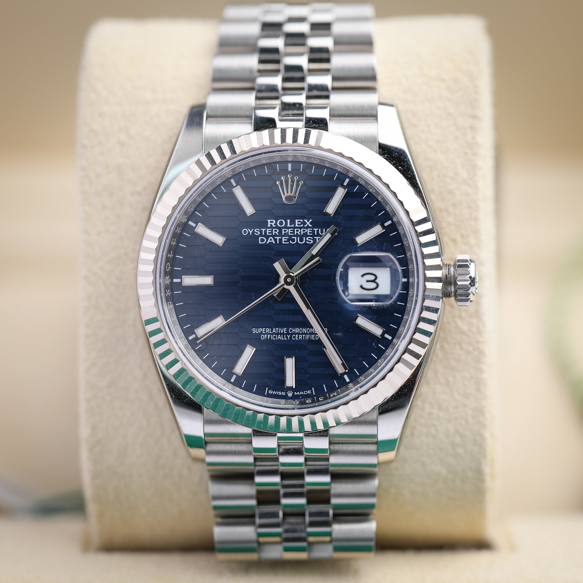 Rolex Datejust 36 36mm Bright Blue  Dial Oystersteel and White Gold Jubilee Bracelet 126234-0017 - WATCHXNYC
